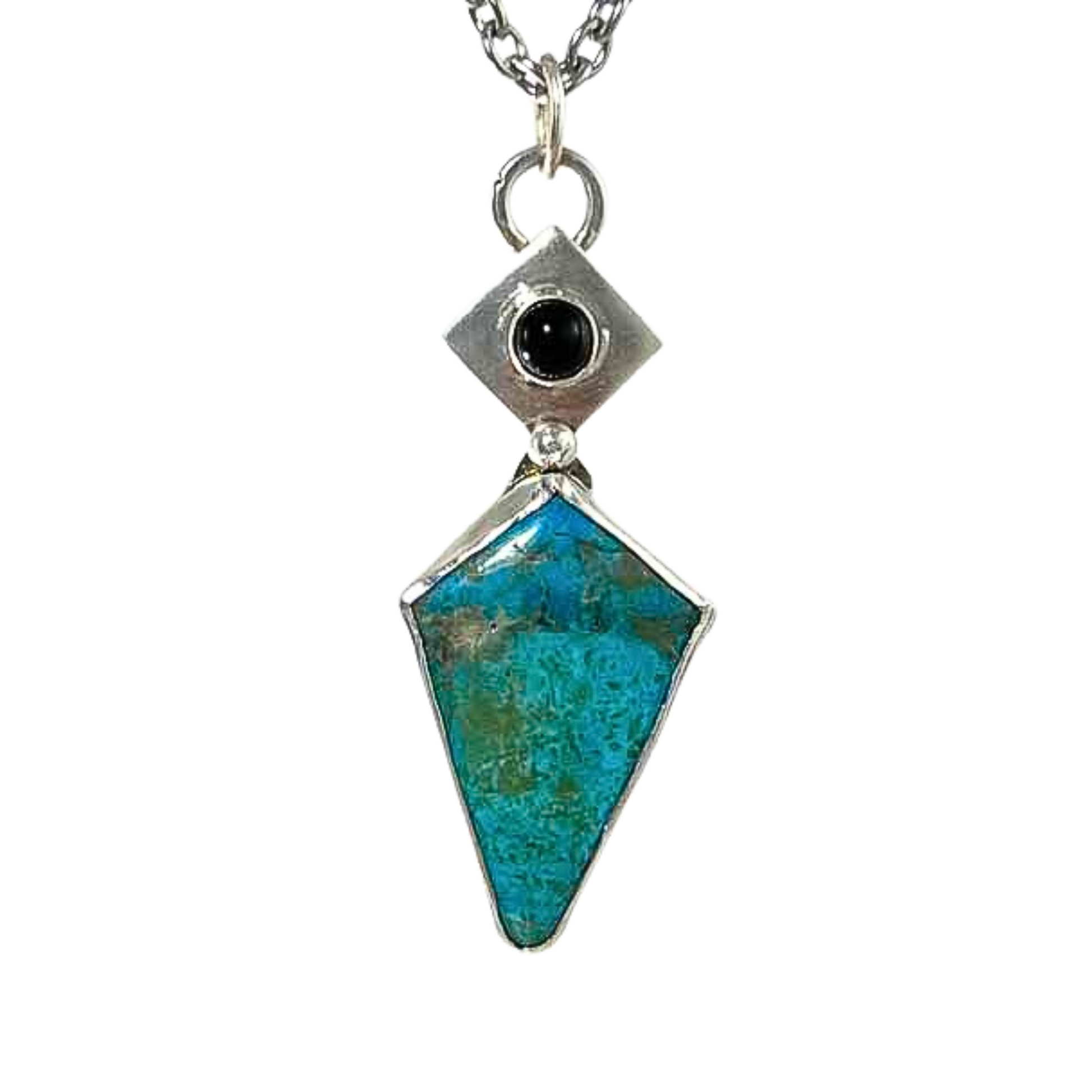 Kingman Turquoise  and Onyx Pendant Bedrock Rose