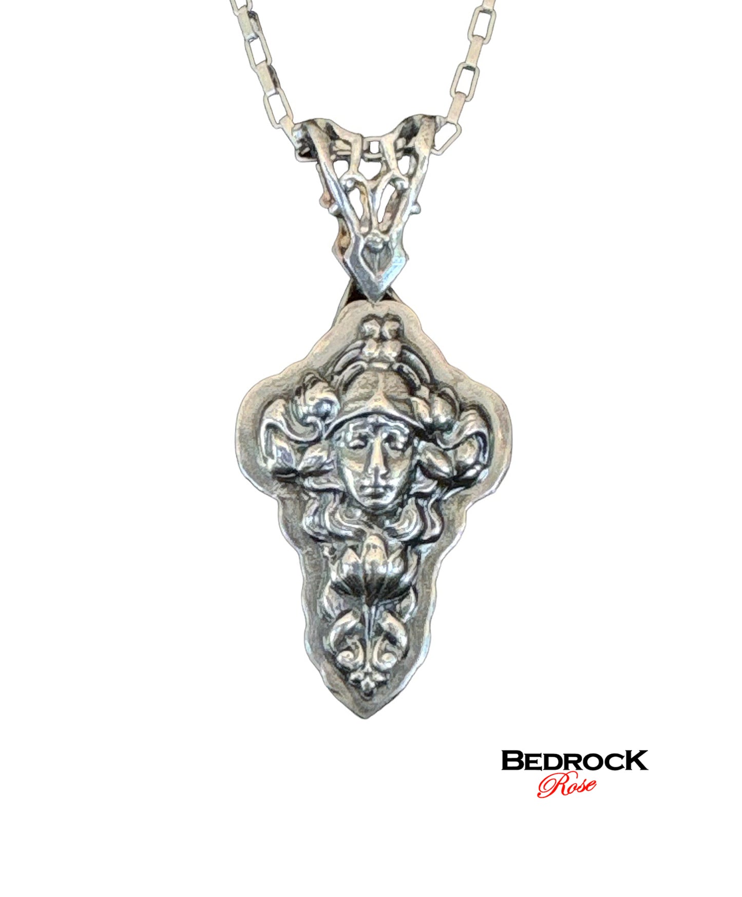 Sterling Silver Art Nouveau Lady Pendant | Heirloom Quality Necklace