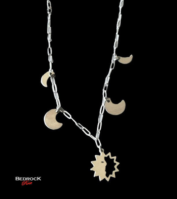 Sterling Silver Moon Phase Necklace, Eclipse Jewelry, Gift for lunar lovers