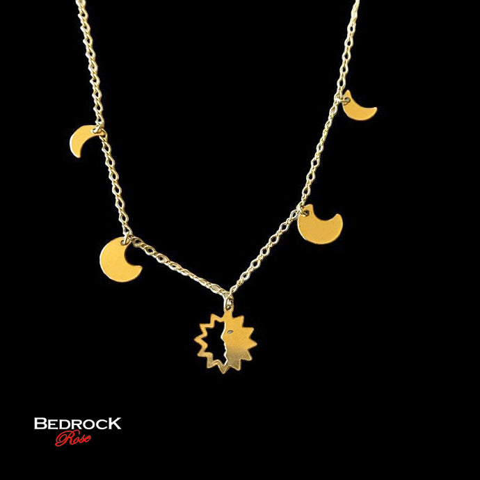 Gold Fill Moon Phase Necklace, Eclipse Jewelry, Gift for lunar lovers