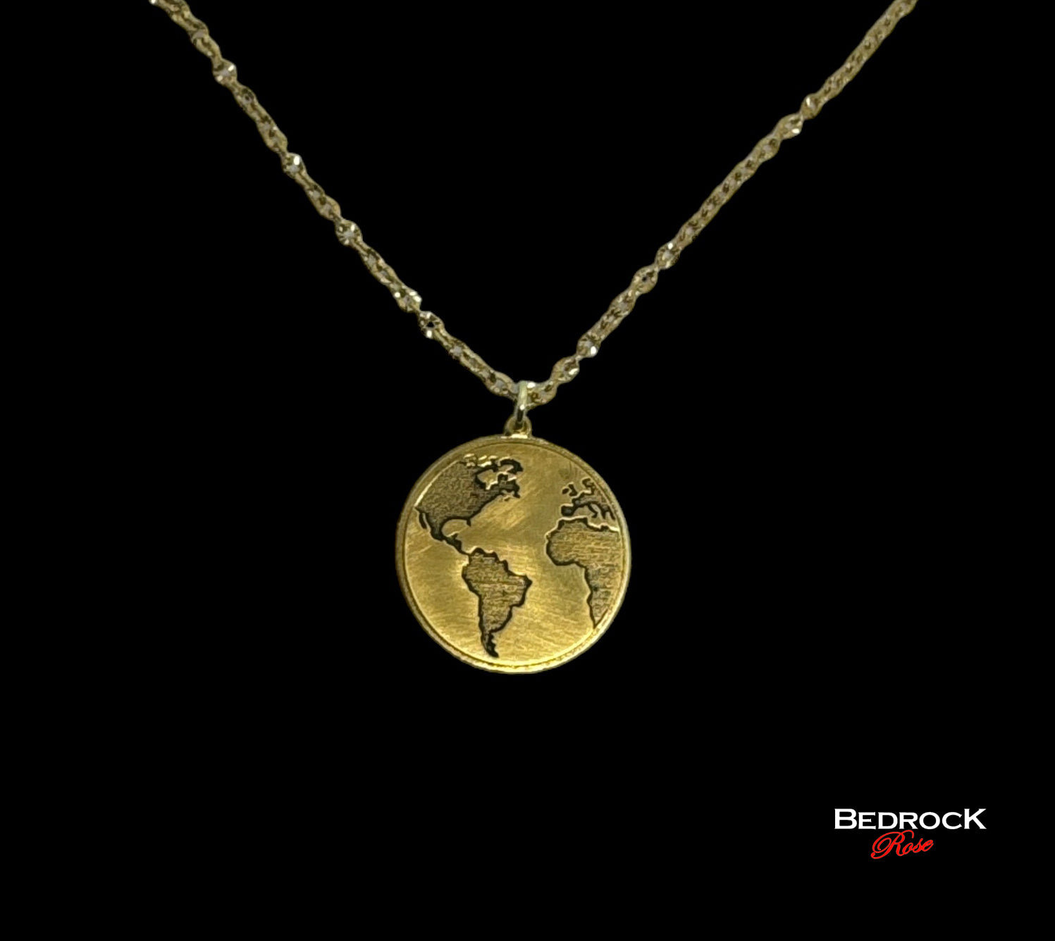 Gold World Pendant, World traveler's jewelry, 24k gold plated brass necklace, Elegant birthday gifr