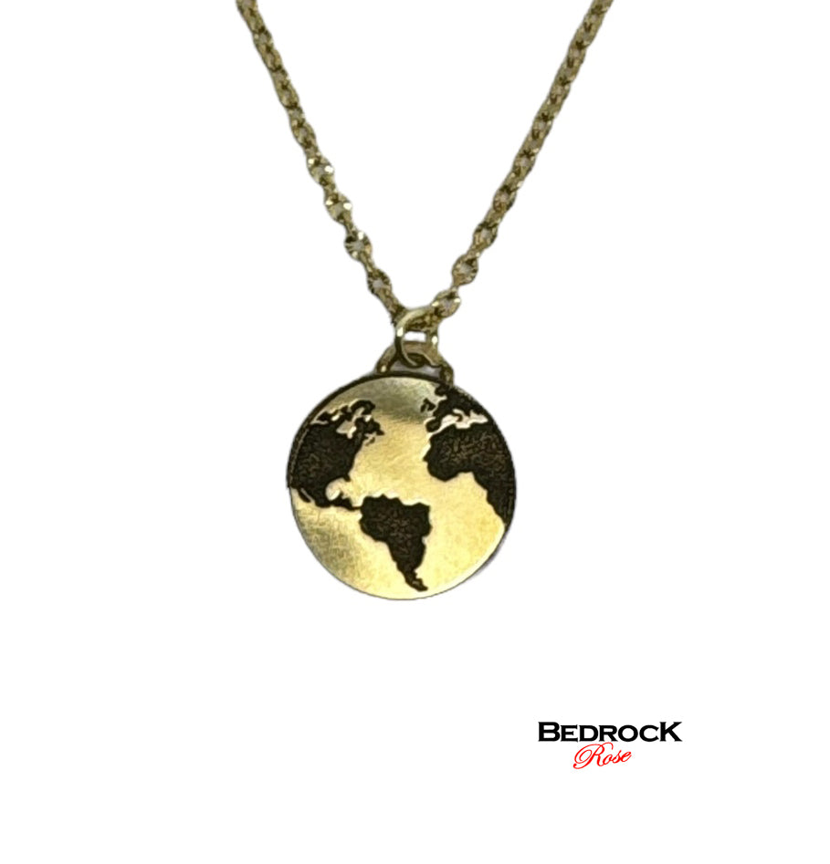 Gold World Pendant, World traveler's jewelry, 24k gold plated brass necklace, Elegant birthday gifr