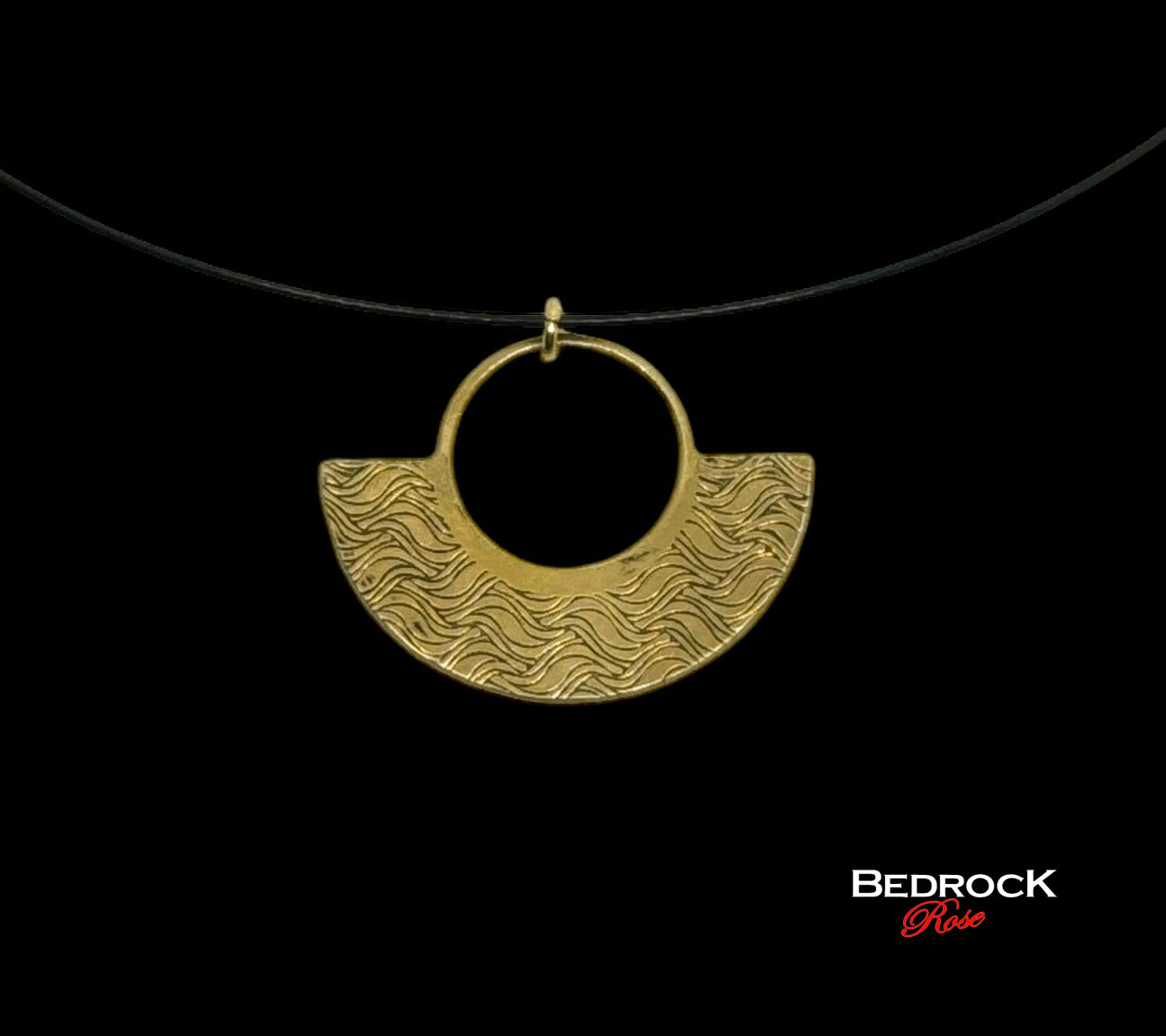 aser-engraved Stylish Wave Medallion Pendant, 24k gold-plated brass necklace, boho chic modern design jewelry, gift for the modern woman, statement piece, birthday gift.