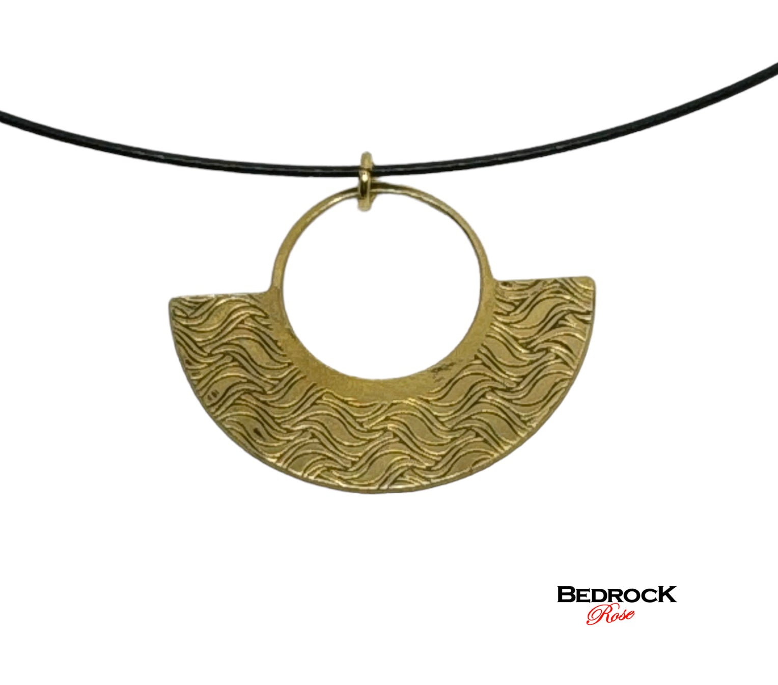 aser-engraved Stylish Wave Medallion Pendant, 24k gold-plated brass necklace, boho chic modern design jewelry, gift for the modern woman, statement piece, birthday gift.