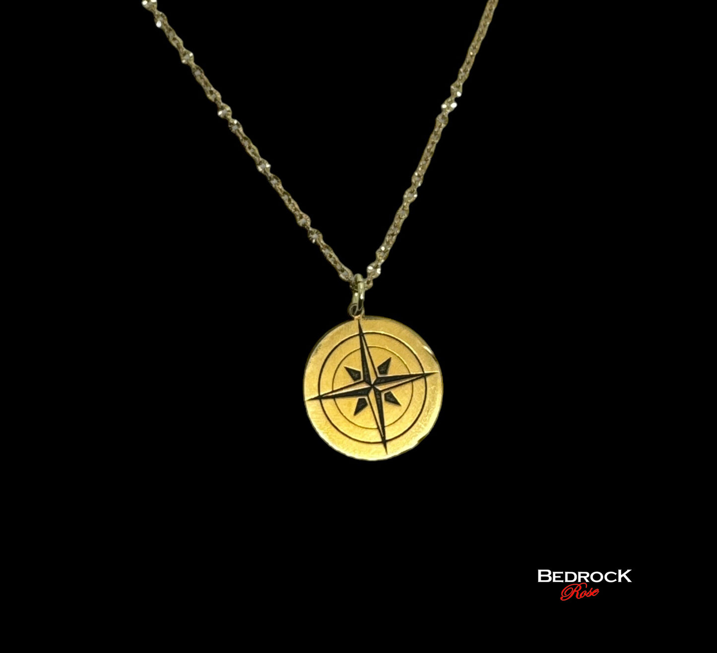 Gold Compass Rose Pendant, travel jewelry, 24k gold-plated brass, laser engraved and cut, travel lover jewelry, North Star symbolism, gift for adventurer, birthday gift