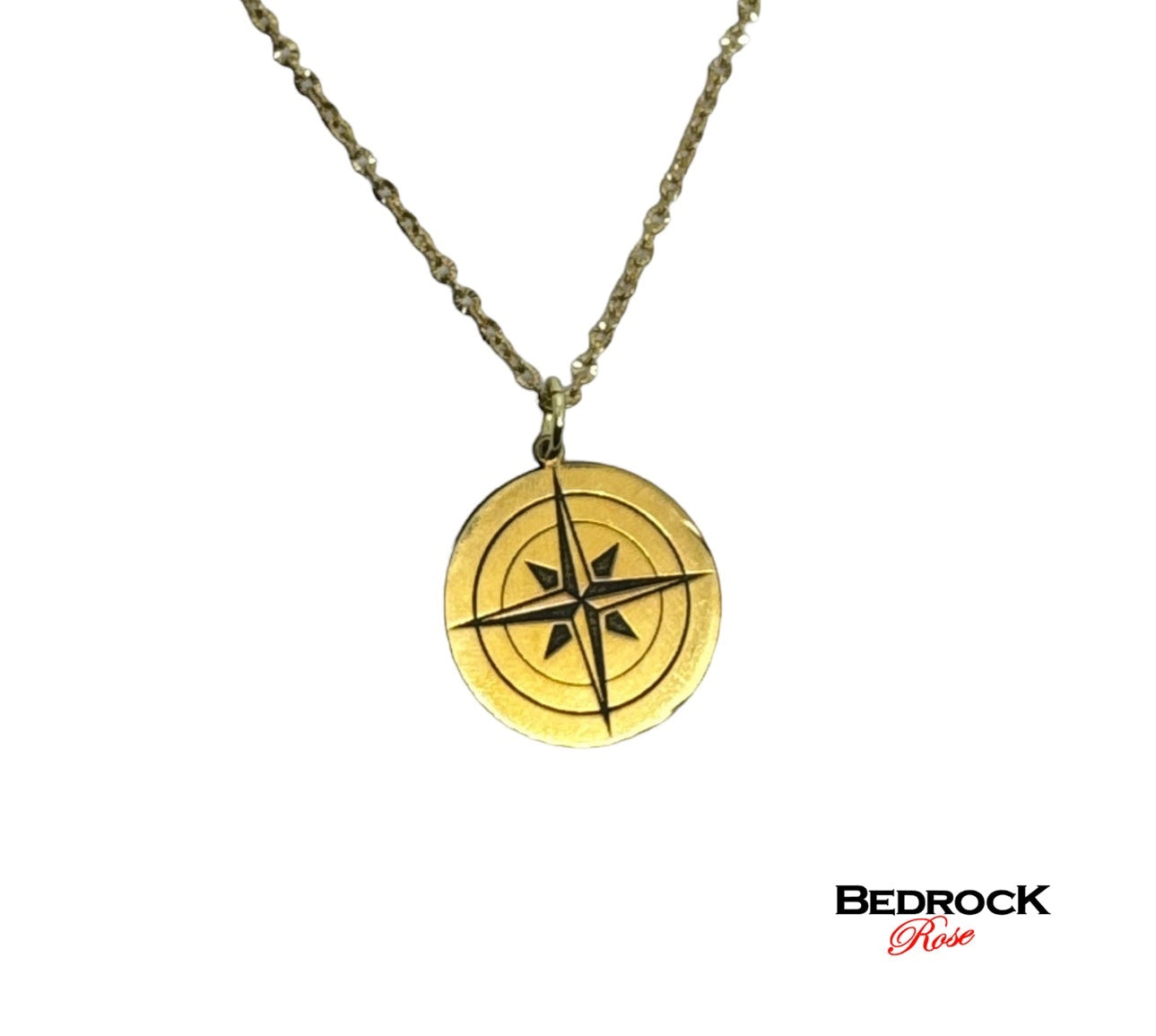 Gold Compass Rose Pendant, travel jewelry, 24k gold-plated brass, laser engraved and cut, travel lover jewelry, North Star symbolism, gift for adventurer, birthday gift