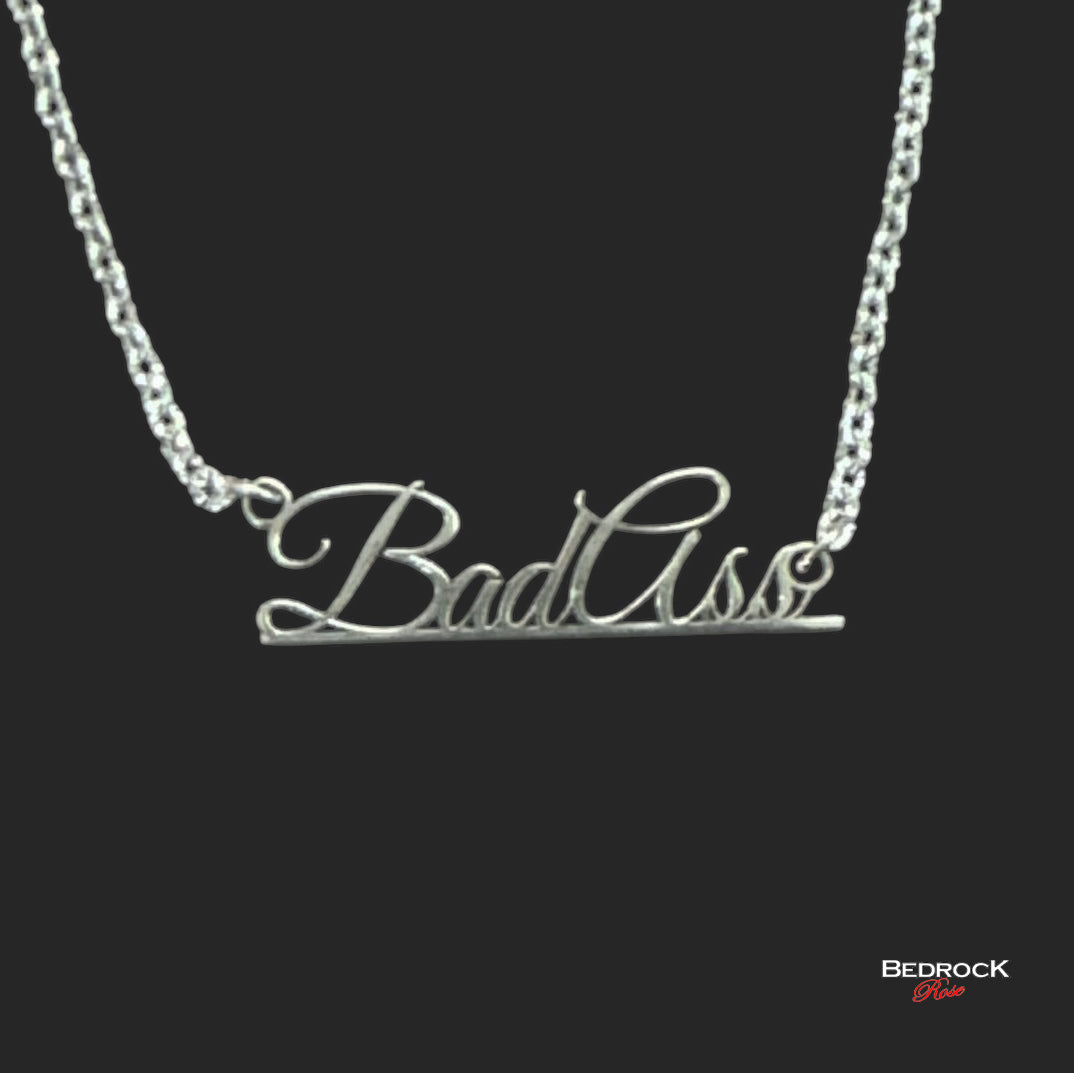 Sterling Silver Bad Ass Necklace, Laser cut Pendant, Jewelry with attitude, edgy statement piece, gift for bold women