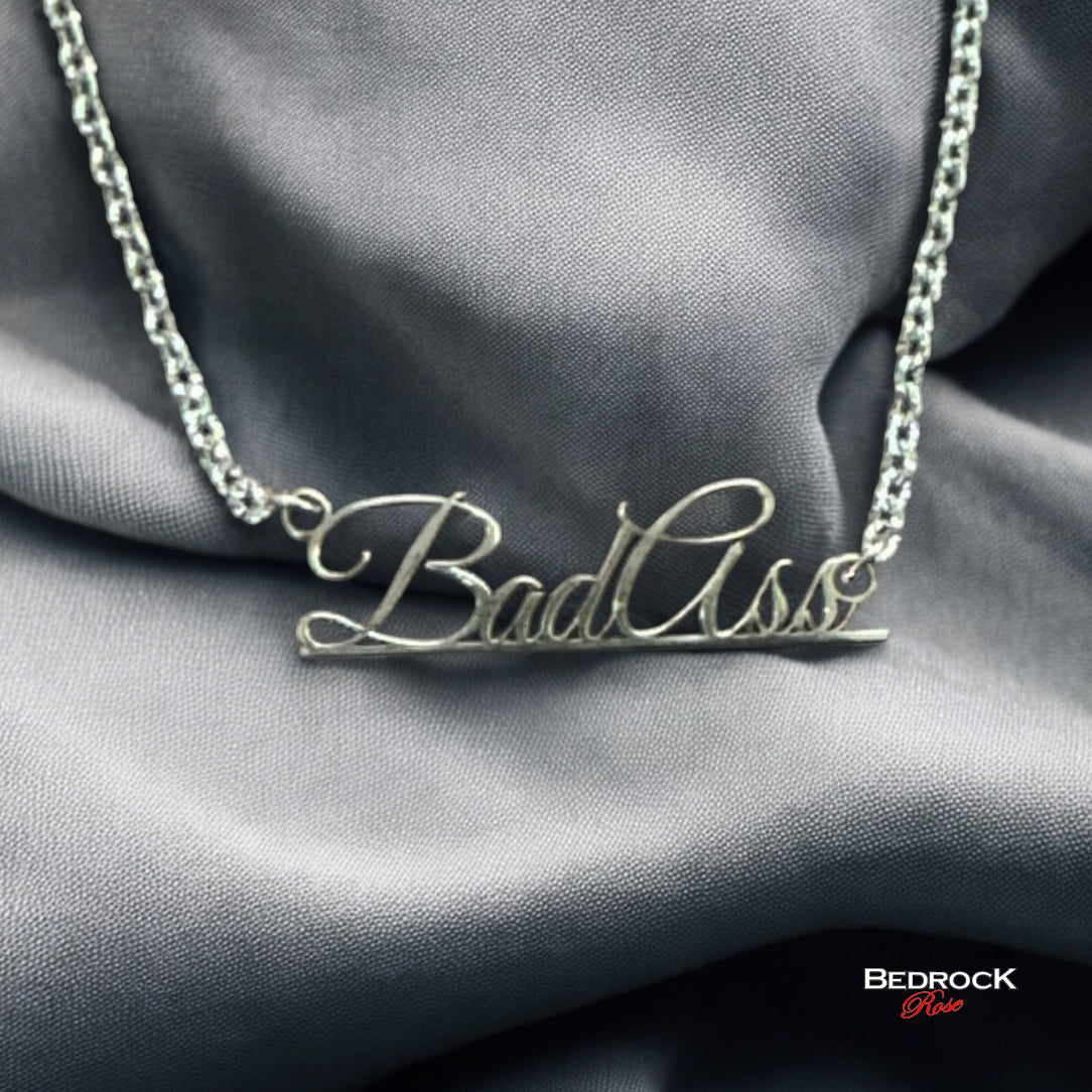 Sterling Silver Bad Ass Necklace, Laser cut Pendant, Jewelry with attitude, edgy statement piece, gift for bold women