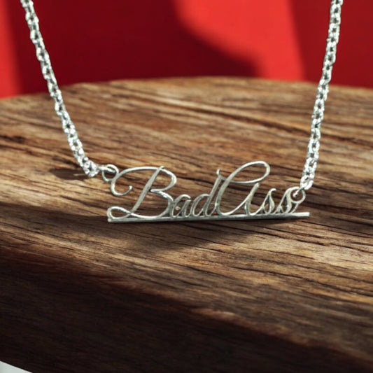 Sterling Silver Bad Ass Necklace, Laser cut Pendant, Jewelry with attitude, edgy statement piece, gift for bold women