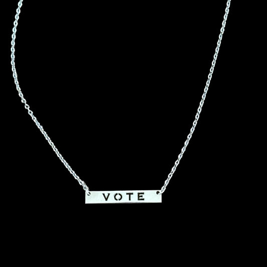 Sterling Silver Laser cut Vote Necklace, Democracy jewelry, Register to vote Pendant