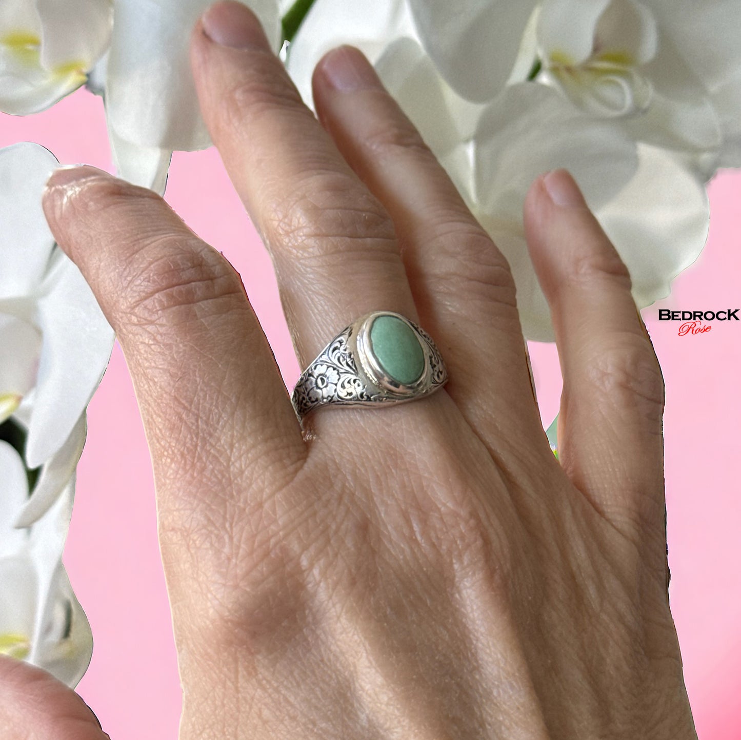 Variscite gemstone ring, variscite grounding gemstone ring, variscite garden ring, green gemstone ring, floral ring, variscite sterling silver ring, gift for her