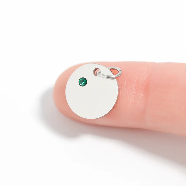 Personalized Birthstone Round Disc Necklace