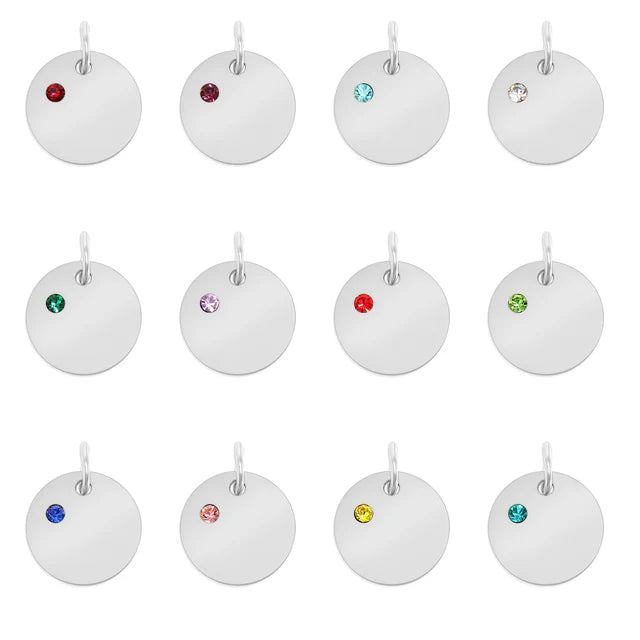 Personalized Birthstone Round Disc Necklace