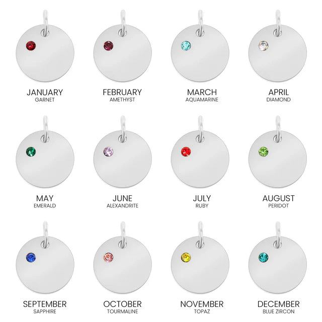 Personalized Birthstone Round Disc Necklace