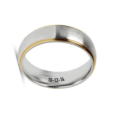 Personalized Highly Polished Rounded Stainless Steel Ring 4 mm wide