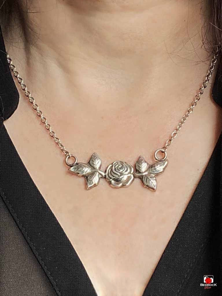 Captivating Silver Rose Pendant Bedrock Rose
