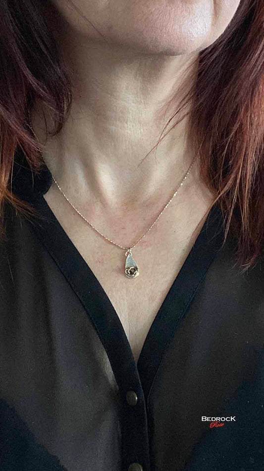 Silver and Gold-Plated Hybrid Tea Rose Pendant Bedrock Rose