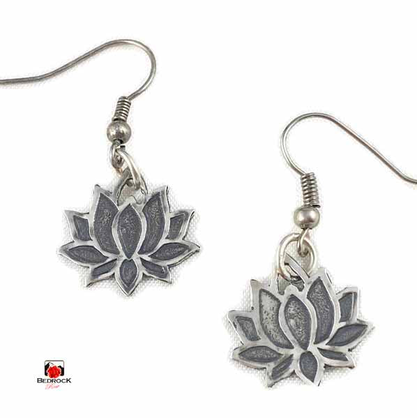 Kamala (Lotus) Sterling Silver Earrings, Spiritual earrings, Floral jewelry, Zen earrings, Calming lotus earrings, Bedrock Rose