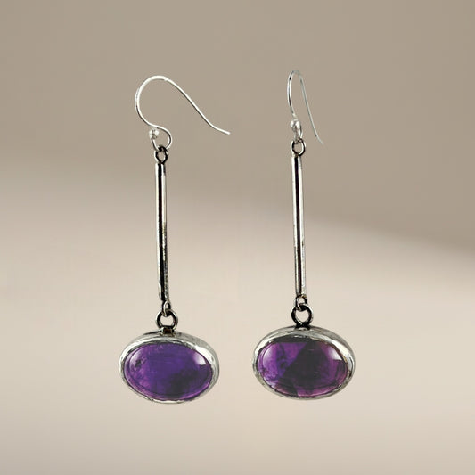 Amethyst earrings, purple gemstones, Calming Stone Earrings, Dangling earrings, February birthstone, Birthday Gift, Purple stone