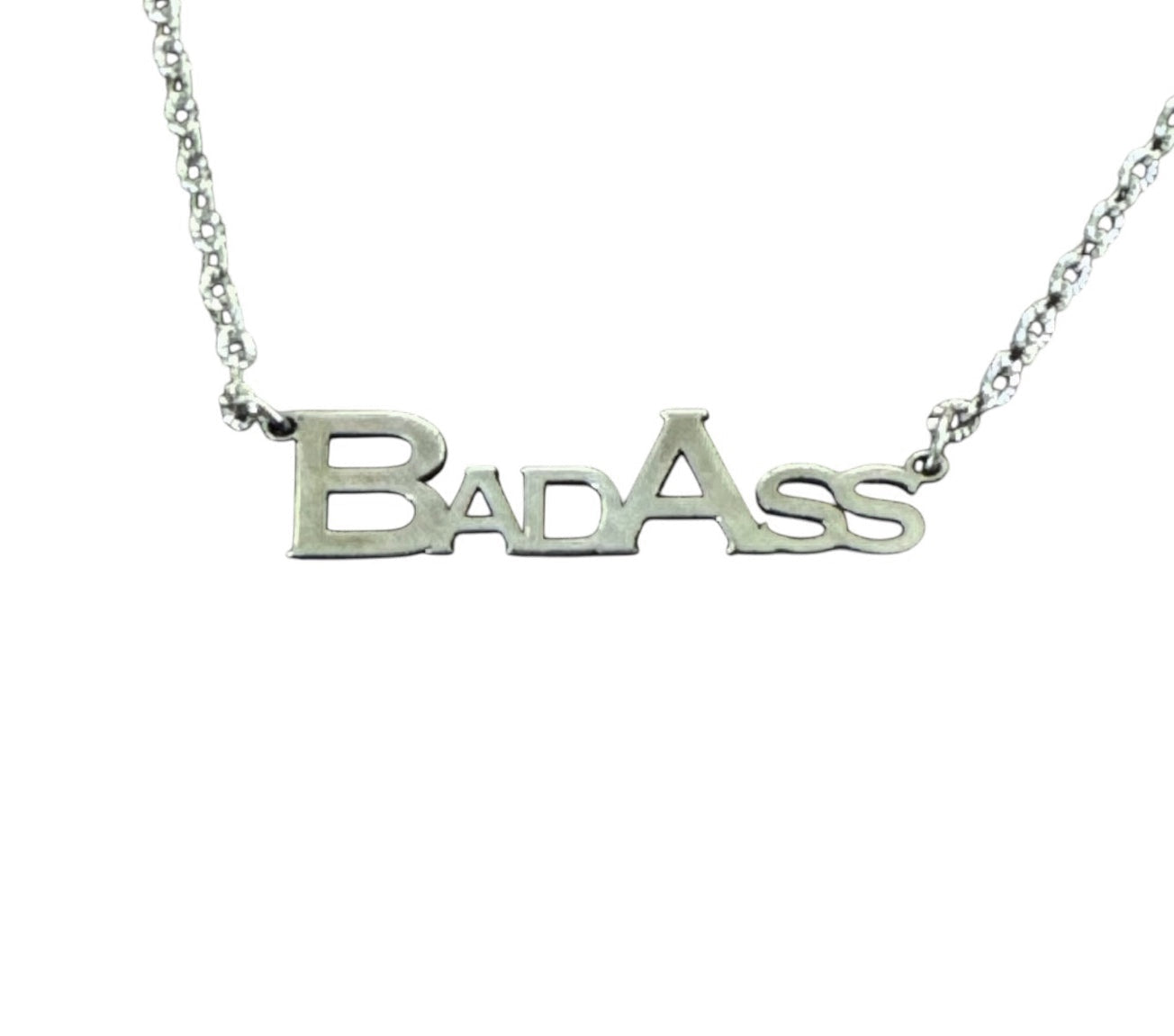Sterling Silver Bad Ass Necklace, Laser cut Pendant, Jewelry with attitude, edgy statement piece, gift for bold women