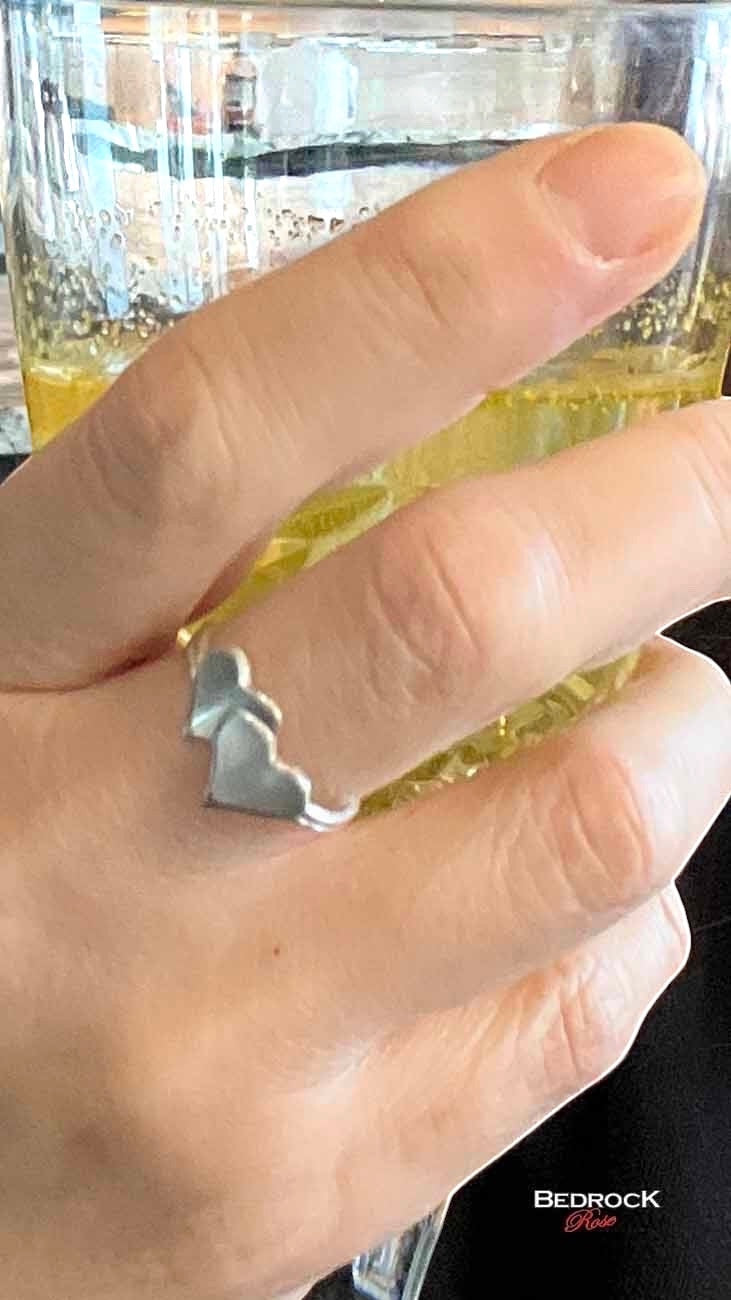 2 Hearts Silver Ring, Love jewelry, valentines gift, gift for her,