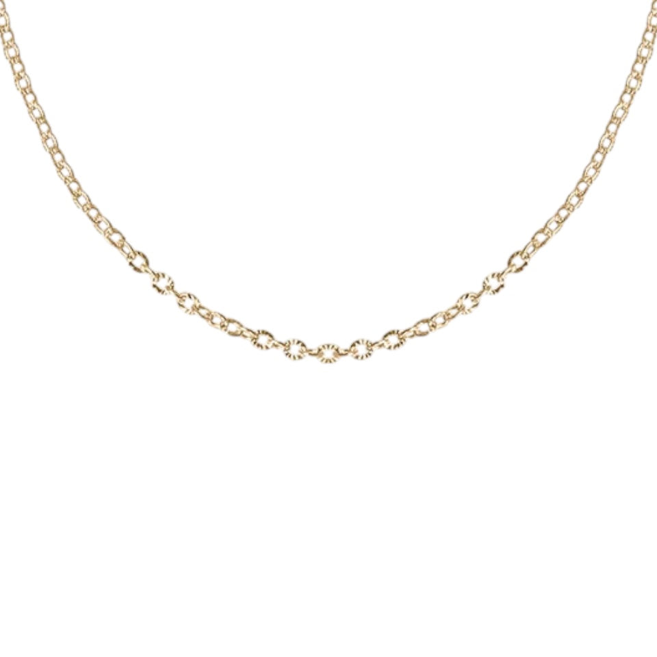 Bedrock Rose gold stainless steel cable chain necklace with a delicate crimped design for everyday wear.