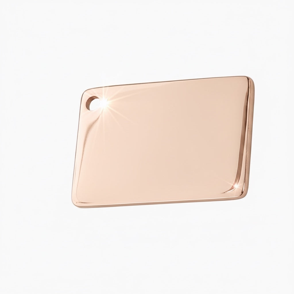 Bedrock Rose gold stainless steel envelope necklace charm with a polished finish and custom engraving space.