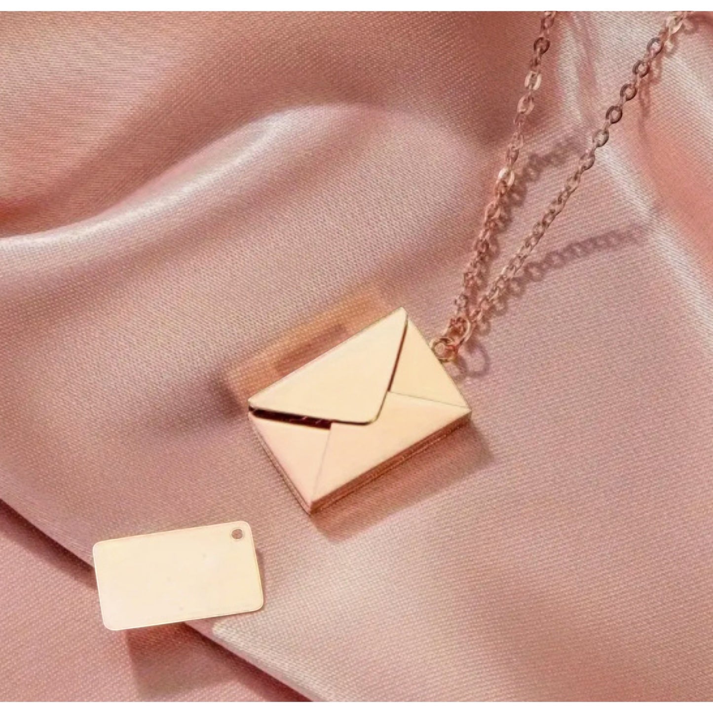 Gold envelope with insert personalizable necklace, gift for lover