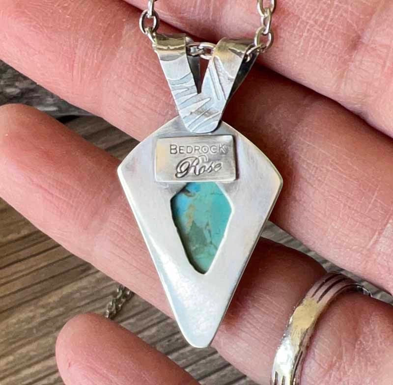 Kingman Turquoise Sterling Silver  Pendant Bedrock Rose