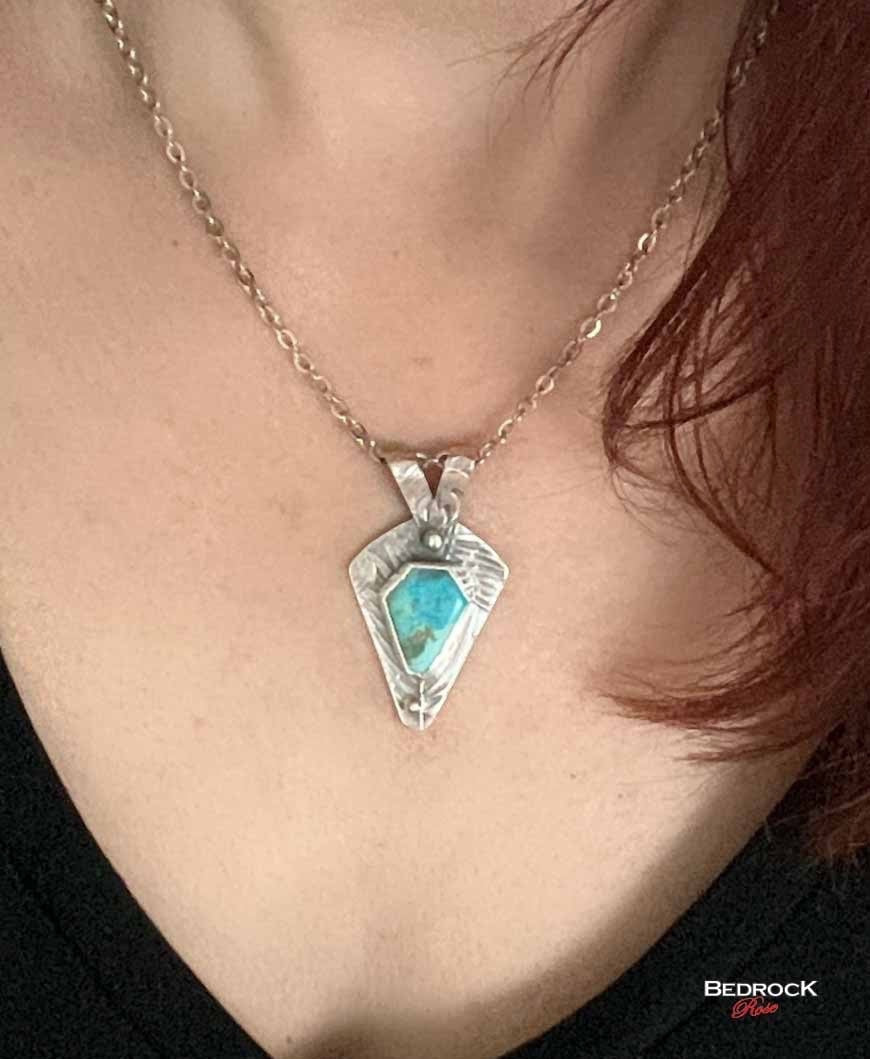 Kingman Turquoise Sterling Silver  Pendant Bedrock Rose
