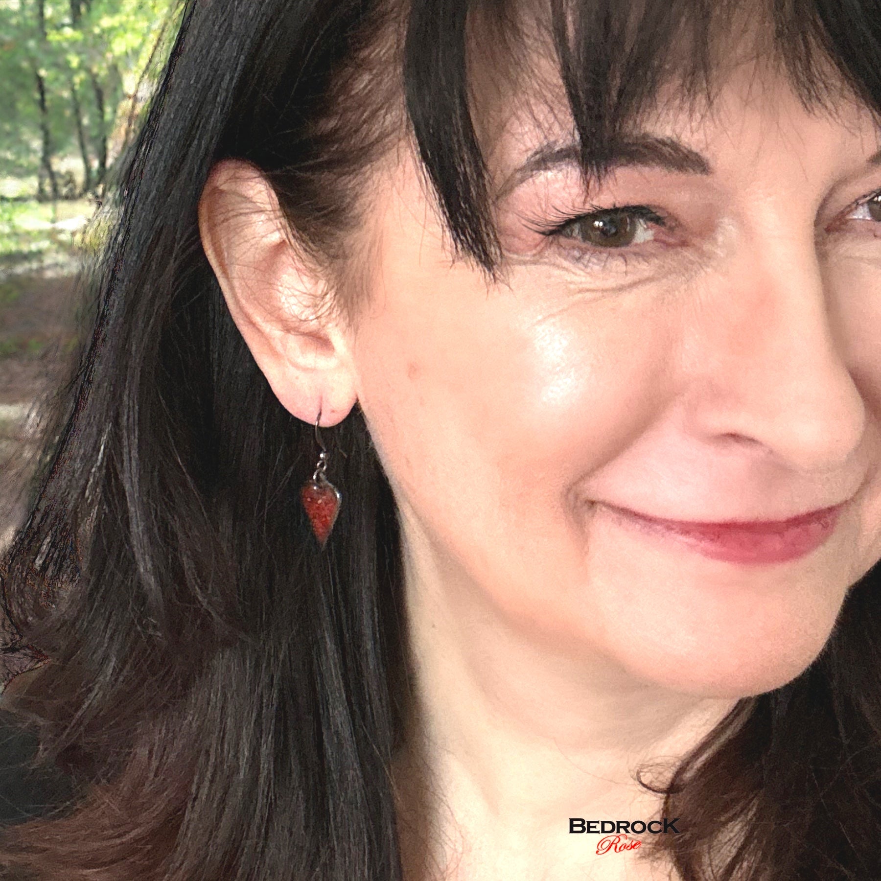 Crackle Red Arabesque Copper Enameled Earrings Bedrock Rose,Red Dangling earrings, Modern style jewelry