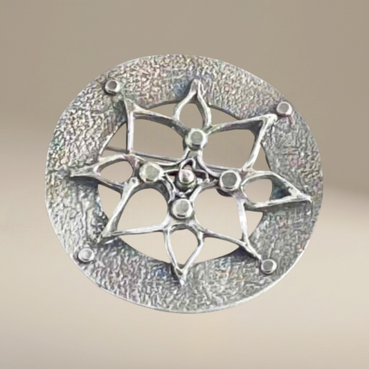 Silver Art Deco Brooch Bedrock Rose