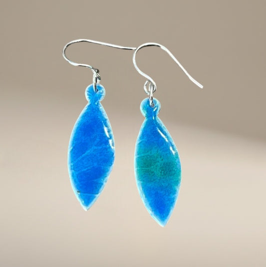 Silver Blue Deco Earrings Bedrock Rose, handmade earrings