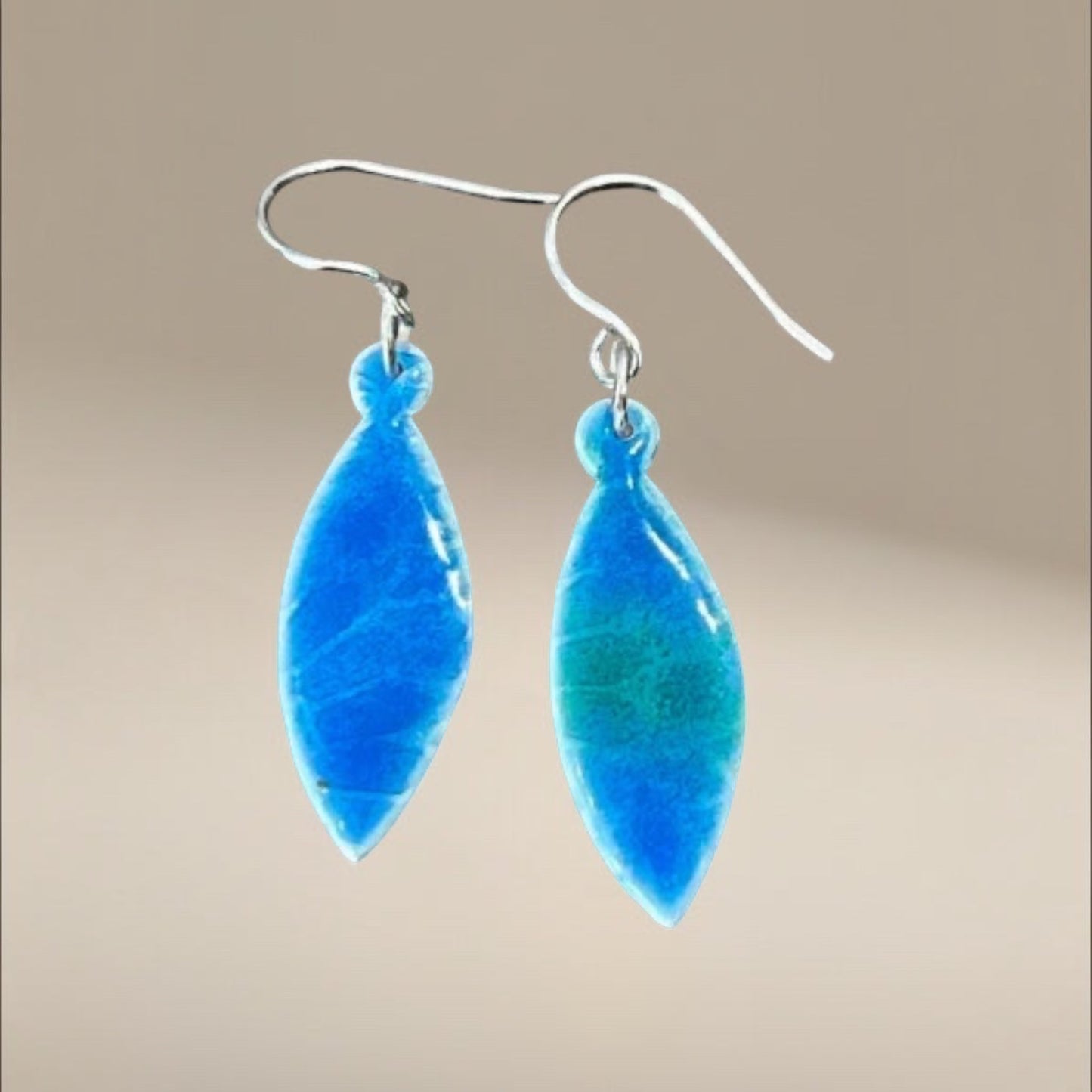 Silver Blue Deco Earrings Bedrock Rose, handmade earrings