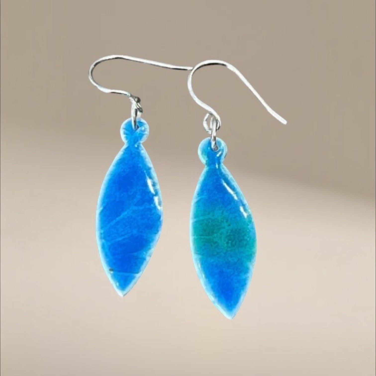 Silver Blue Deco Earrings Bedrock Rose, handmade earrings