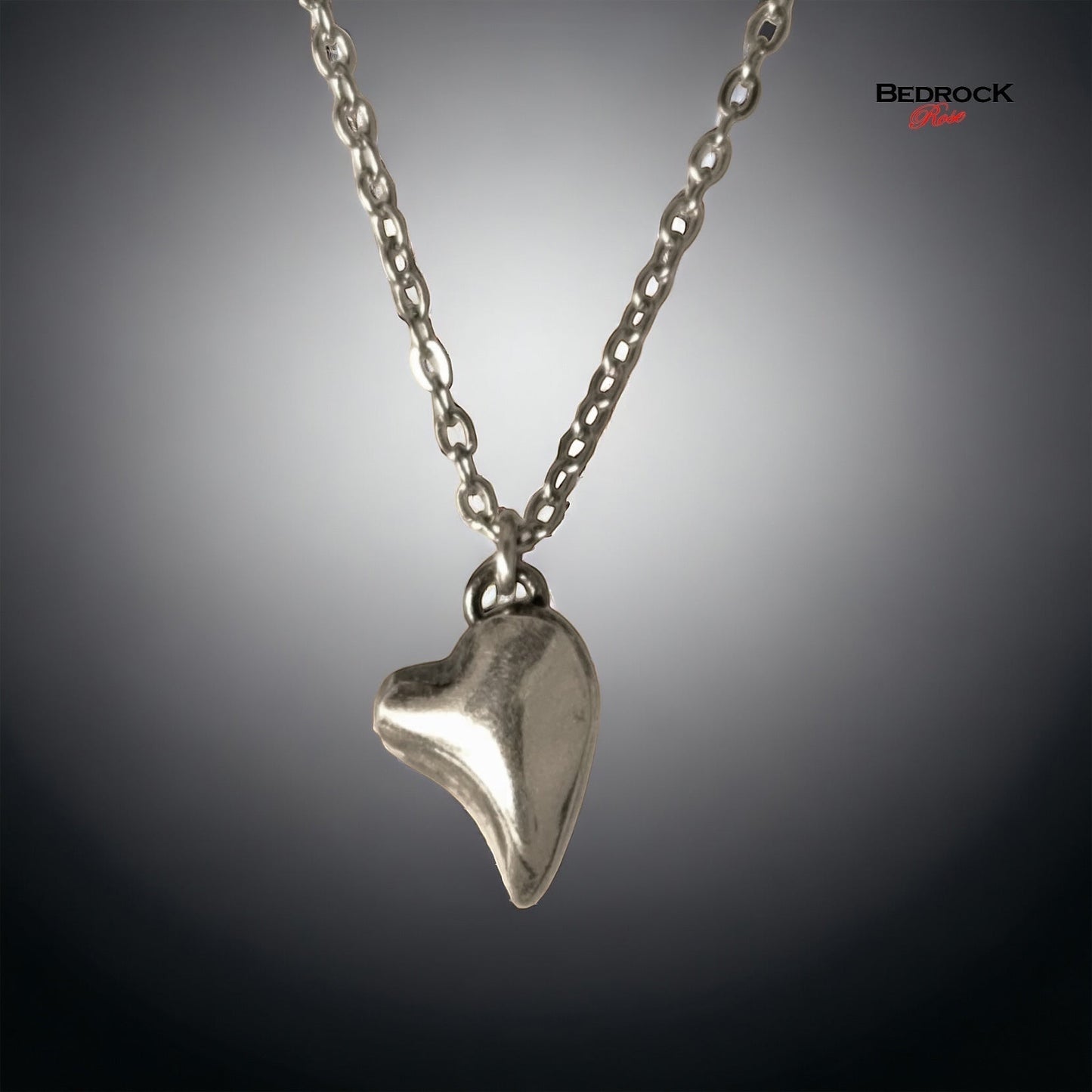 Silver Puffy Heart Pendant, Love Heart Necklace, Valentines Gift for Her