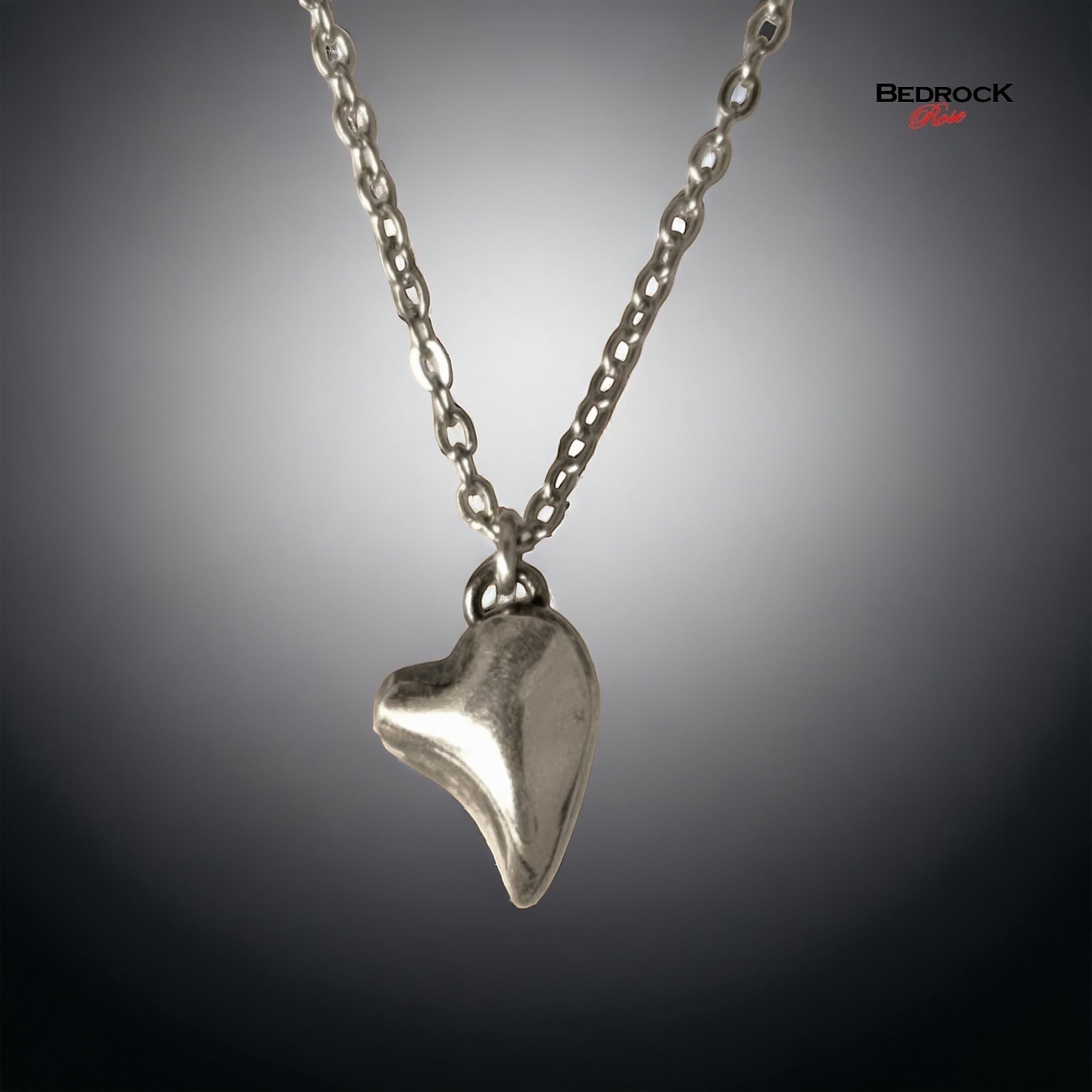 Silver Puffy Heart Pendant, Love Heart Necklace, Valentines Gift for Her