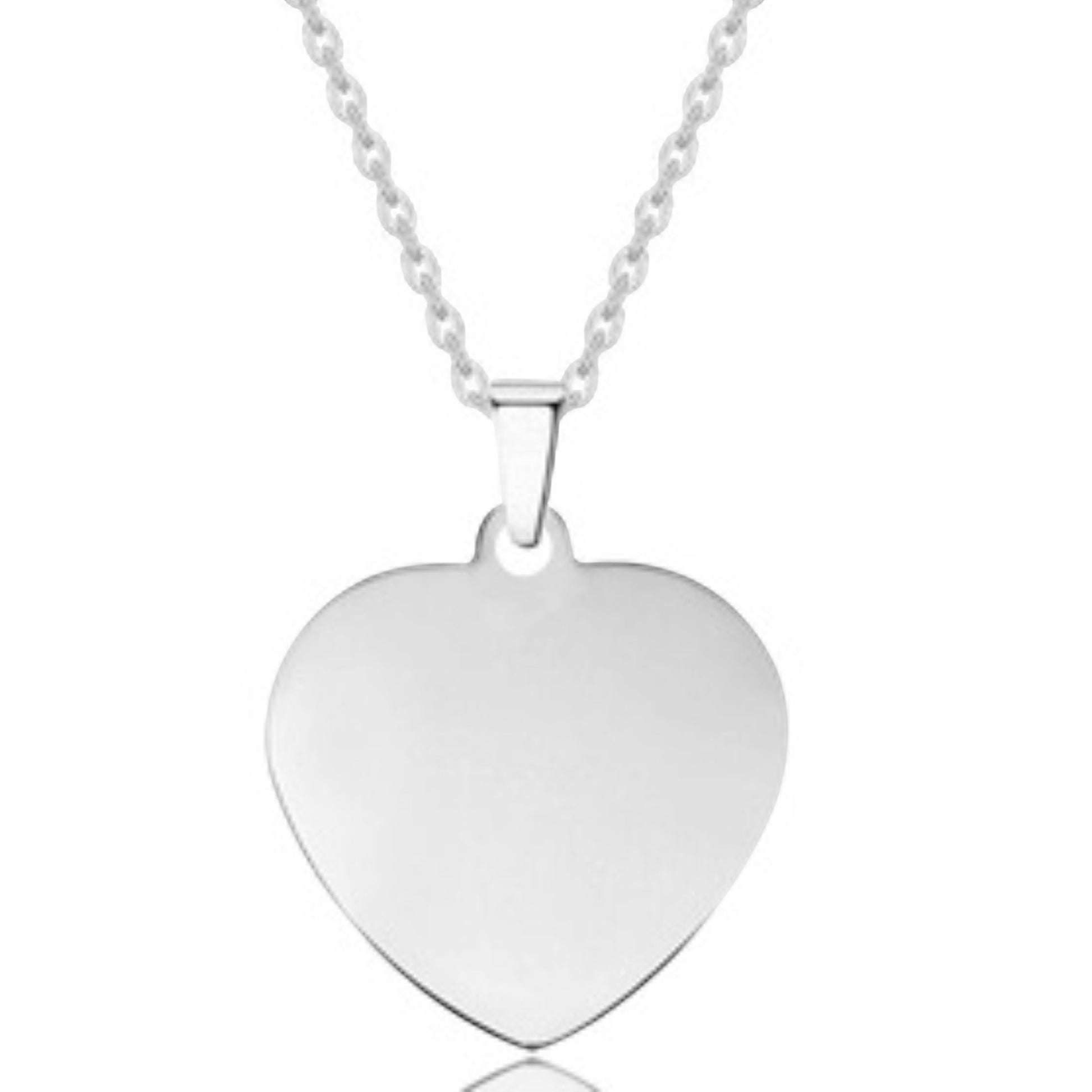 Bedrock Rose polished silver heart pendant necklace made of hypoallergenic stainless steel on a delicate chain