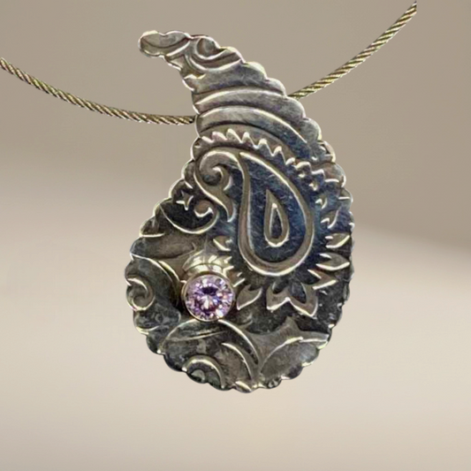Paisley-on-Paisley Silver Pendant! Bedrock Rose