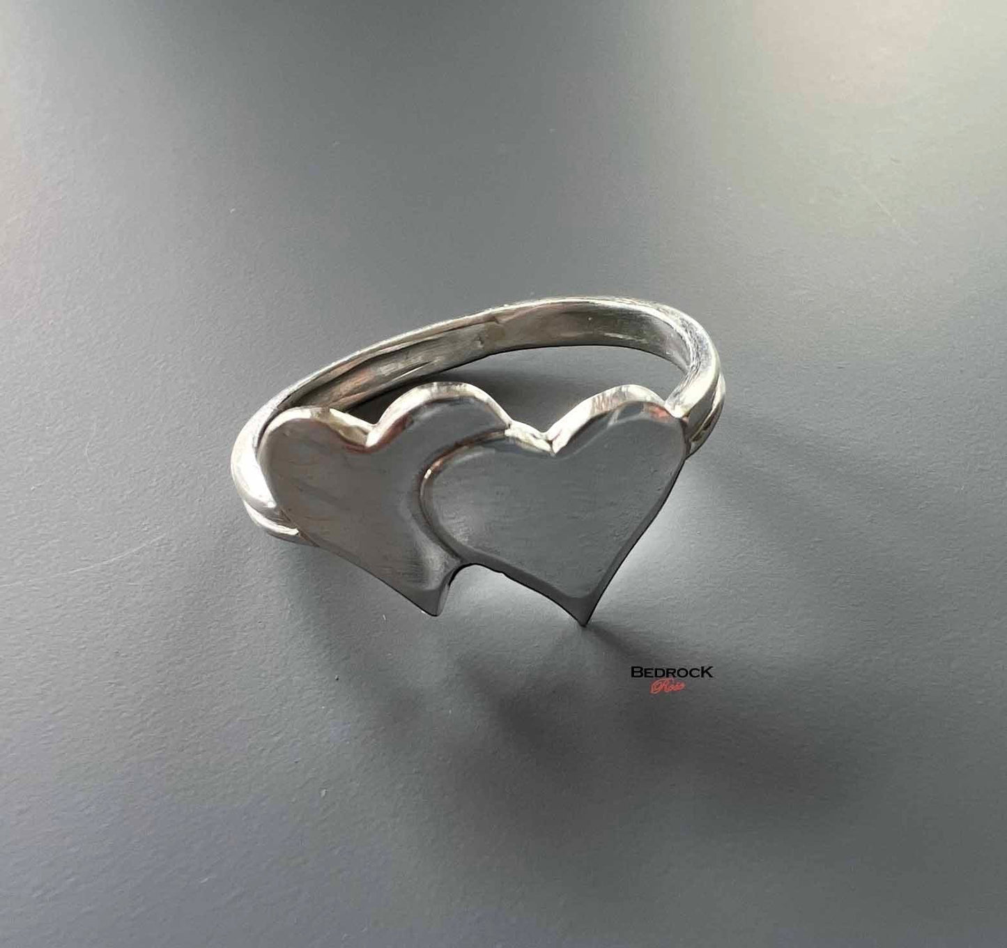 2 Hearts Silver Ring, Love jewelry, valentines gift, gift for her,