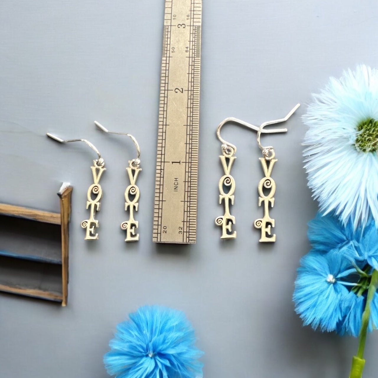 Exercise democracy sterling silver vote dangling earrings, laser cut, register to vote, activist jewelry, LFG earrings, Gift for Kamala lover