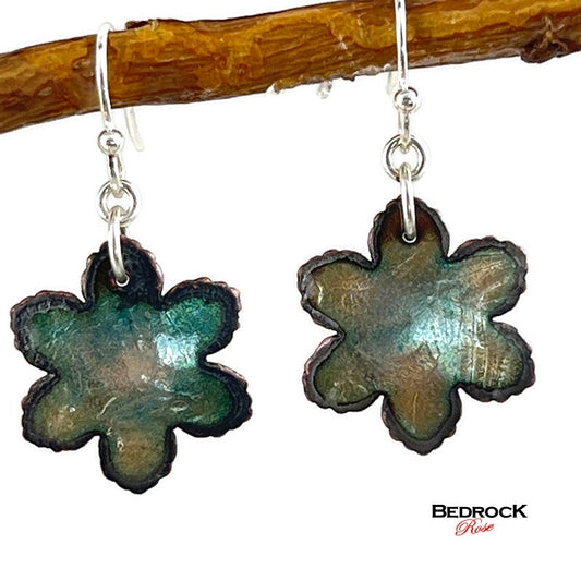 Transparent enamel on copper flower petals
