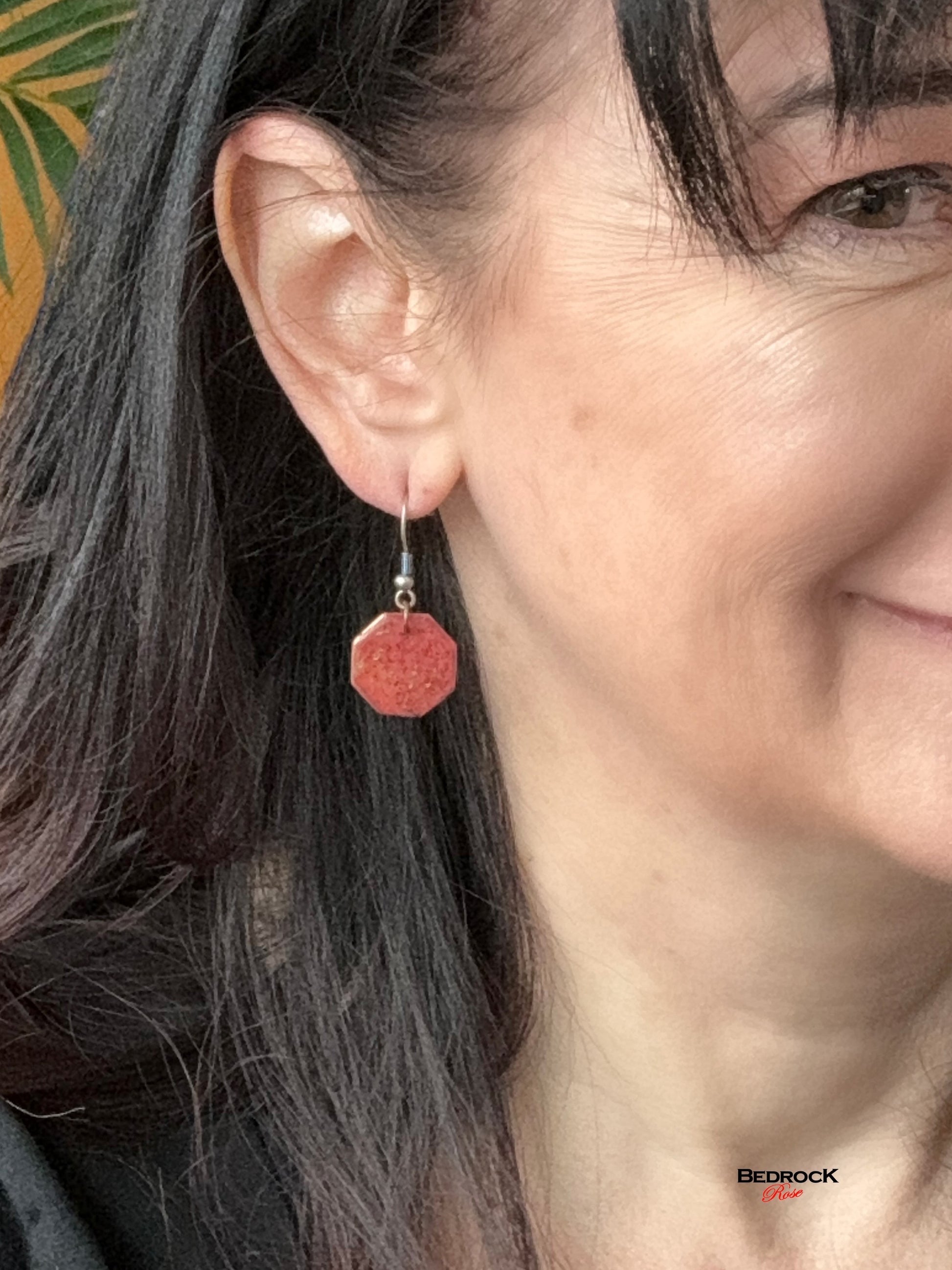 Burnt Umber Geometric Dangling Earrings Bedrock Rose, Handmade jewelry, Gift for her
