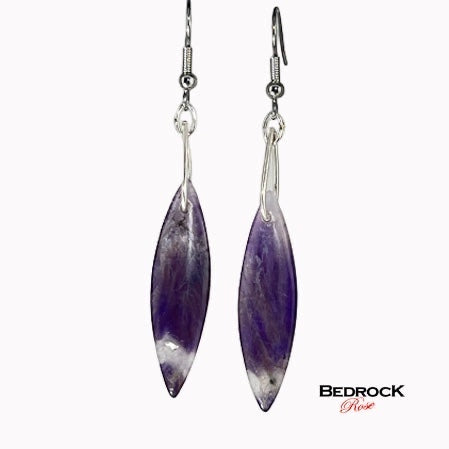 Long pointy chevron amethyst dangling earrings, February birthstone, crystal jewelry, spiritual awareness stone