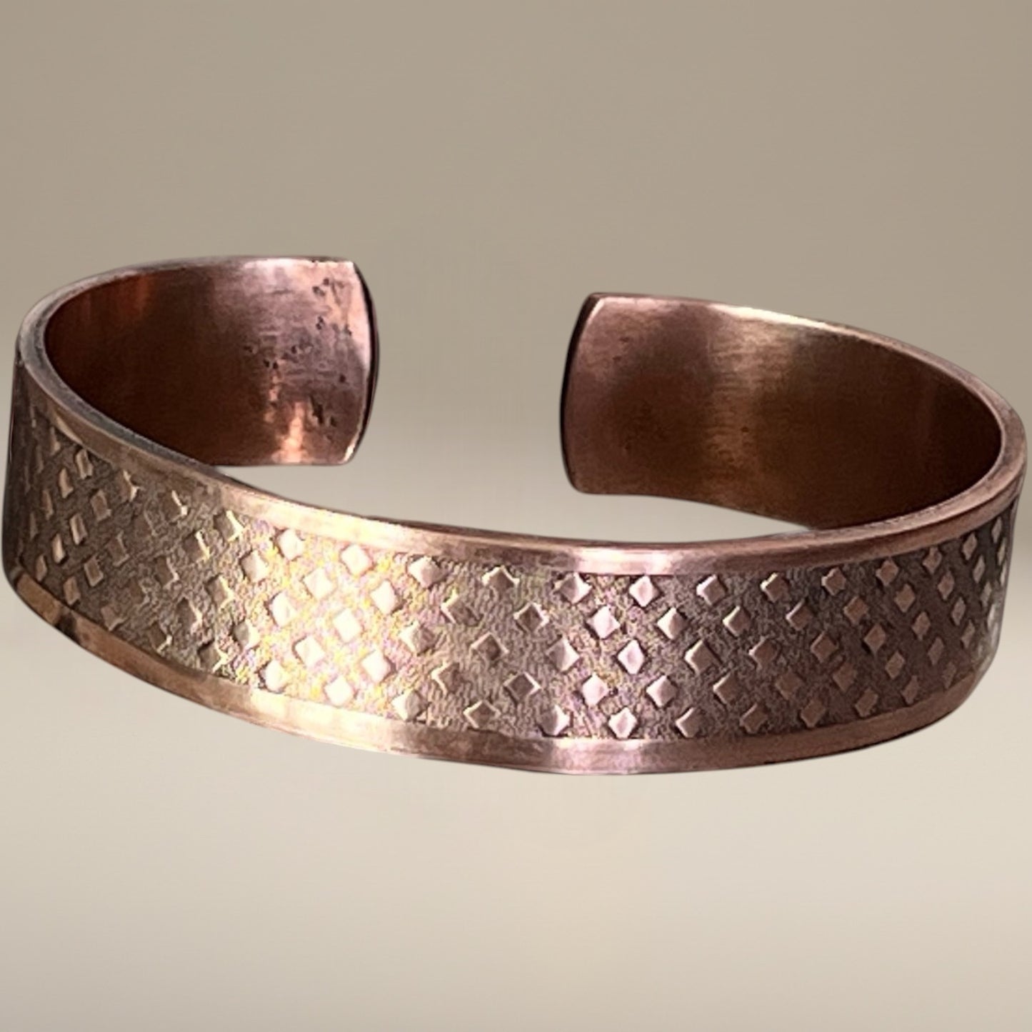 Ombre Effect Diamond Texture Copper Cuff, Copper Bracelet, Arthritis Aid Copper Jewelry, High Shine Copper Cuff, High Shine Textured Copper Bracelet, Gift for Her