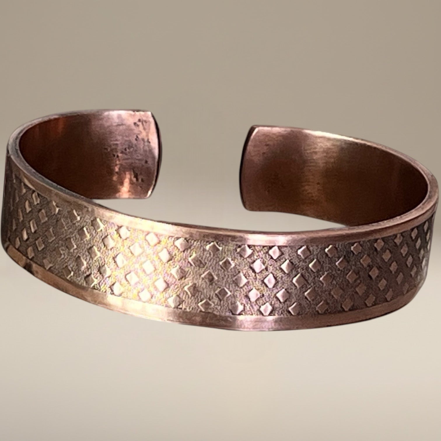Ombre Effect Diamond Texture Copper Cuff, Copper Bracelet, Arthritis Aid Copper Jewelry, High Shine Copper Cuff, High Shine Textured Copper Bracelet, Gift for Her