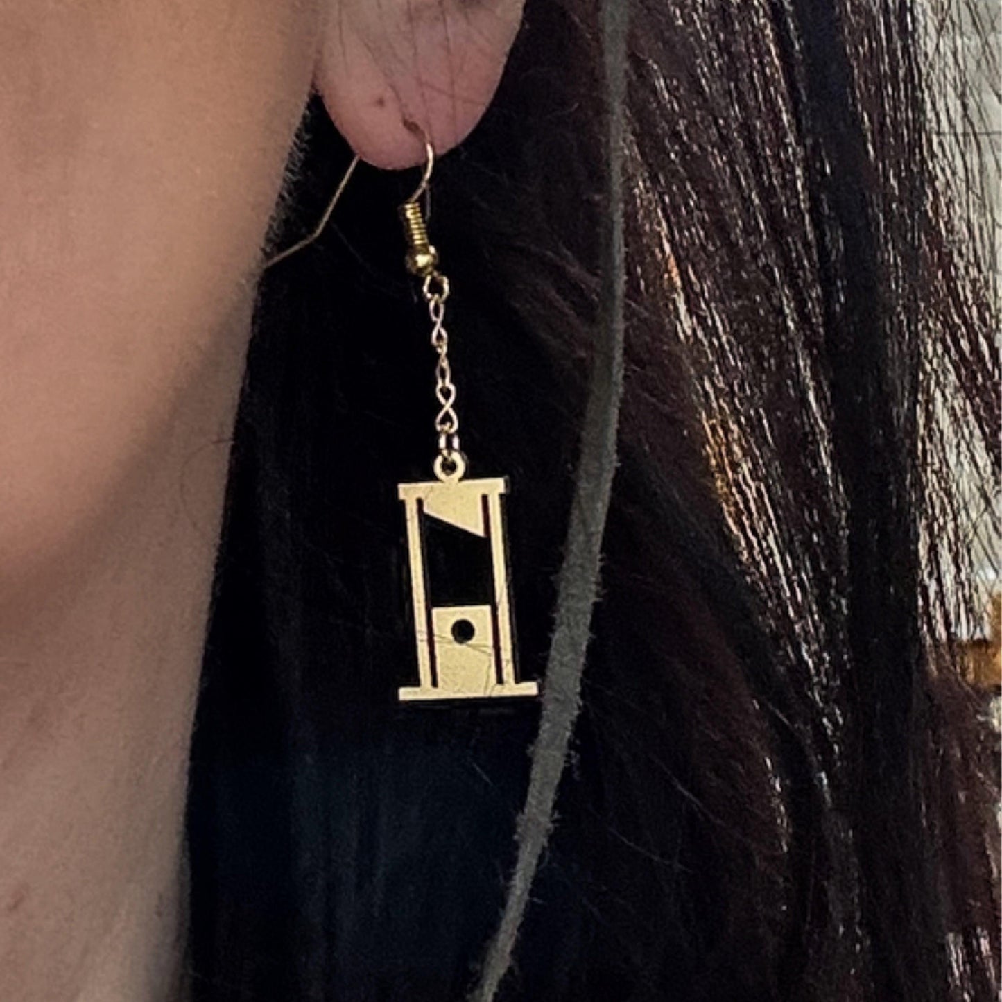 Cutting Edge Gold Guillotine Dangling Earrings | Jewelry with Attitude