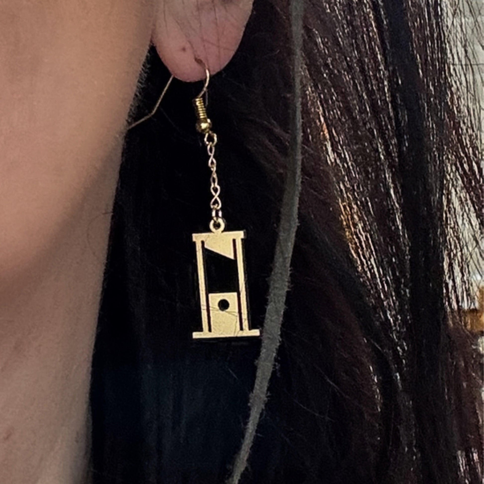 Cutting Edge Gold Guillotine Dangling Earrings | Jewelry with Attitude