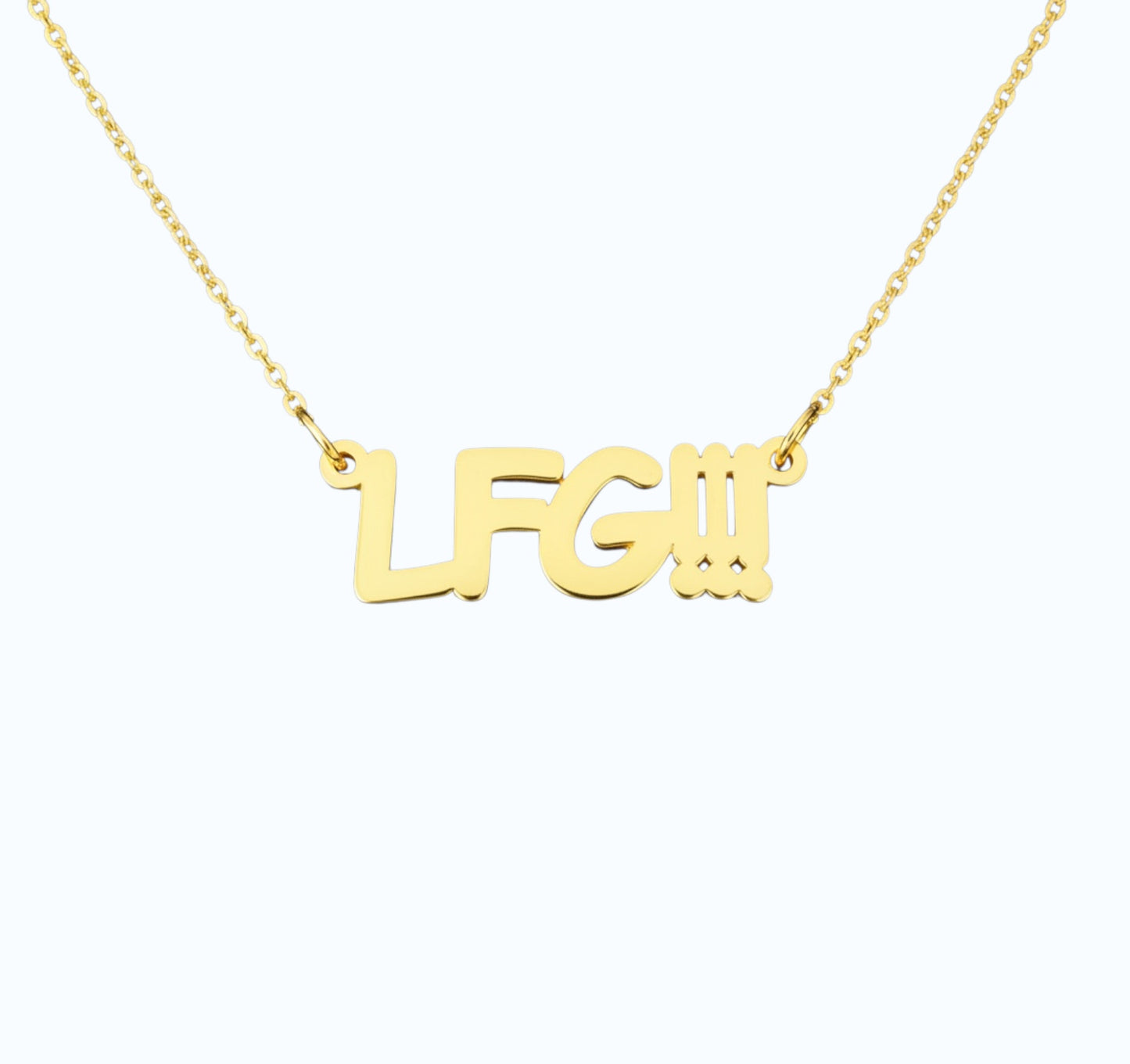 Gold Necklace  LFG engraved, Let's Freaking Go, Megan Rapinoe, Kamala Harris for President, Answer the Call, Democracy jewelry, coconut tree story, Gift for Patriotic women, Vote