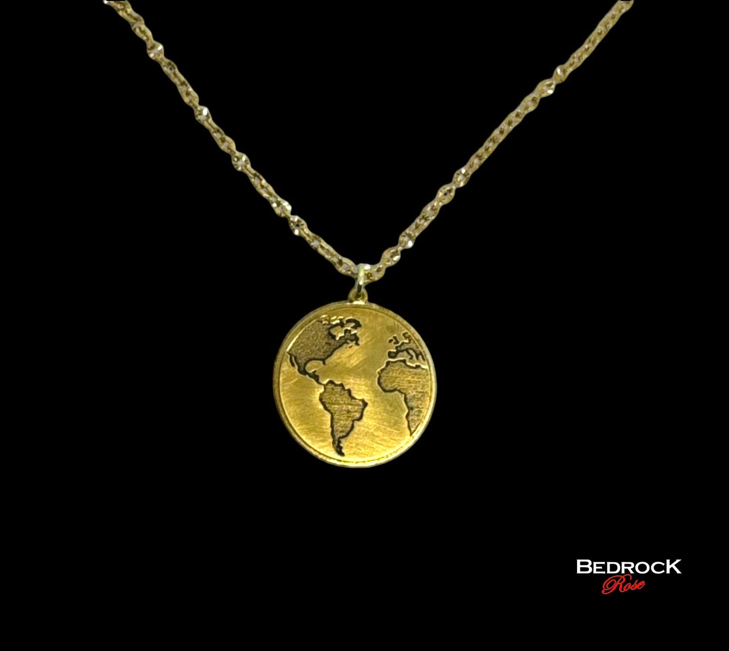 Gold World Pendant, World traveler's jewelry, 24k gold plated brass necklace, Elegant birthday gifr